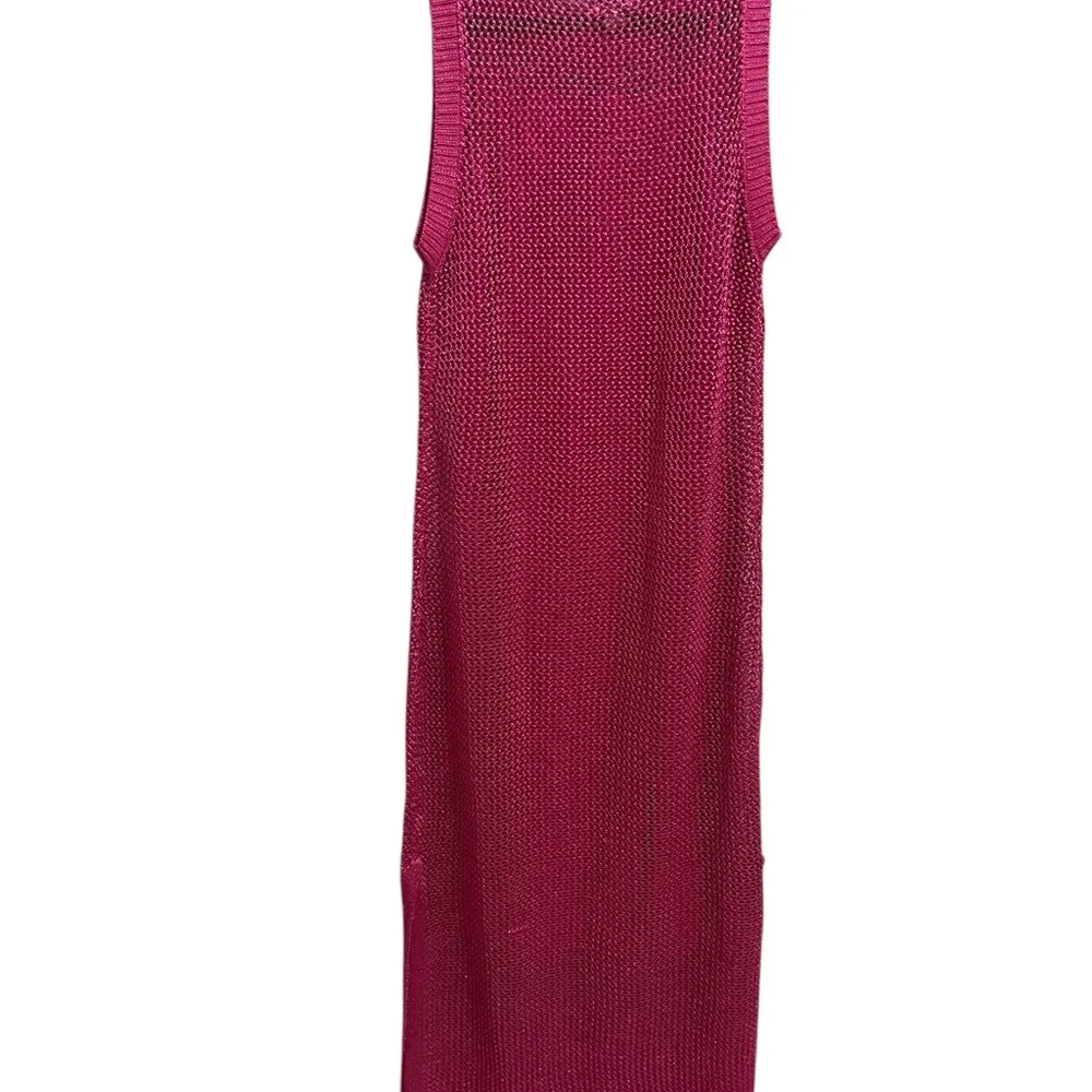 Women's Openwork Midi knit Tank Dress - A New Day Pink small NWT - Picture 5 of 6